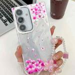 For Samsung Galaxy S24+ 5G Electroplating Flowers Plants Texture Wristband TPU Phone Case(Sakura FL12)