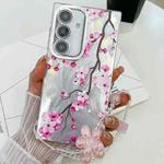 For Samsung Galaxy S24 5G Electroplating Flowers Plants Texture Wristband TPU Phone Case(Plum Flower FL6)