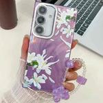 For Samsung Galaxy S24 5G Electroplating Flowers Plants Texture Wristband TPU Phone Case(Gardenia FL15)