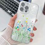 For iPhone 16 Pro Electroplating Flower Texture TPU Phone Case(Red Plum Blossom SH2)