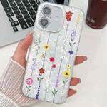 For iPhone 16 Plus Electroplating Flower Texture TPU Phone Case(Purple Wildflowers SH1)