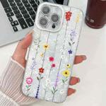 For iPhone 15 Pro Electroplating Flower Texture TPU Phone Case(Purple Wildflowers SH1)