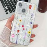 For iPhone 15 Electroplating Flower Texture TPU Phone Case(Yellow Wildflower SH6)