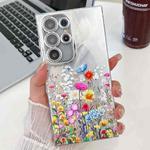For Samsung Galaxy S23 Ultra 5G Electroplating Flower Texture TPU Phone Case(Flowers SH4)