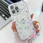 For iPhone 13 Pro Electroplating Flower Texture Wristband TPU Phone Case(Wild Chrysanthemum SH5)