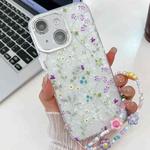 For iPhone 13 Electroplating Flower Texture Wristband TPU Phone Case(Wild Chrysanthemum SH5)