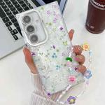 For Samsung Galaxy A36 Electroplating Flower Texture Wristband TPU Phone Case(Wild Chrysanthemum SH5)