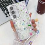 For Samsung Galaxy S24 FE 5G Electroplating Flower Texture Wristband TPU Phone Case(Wild Chrysanthemum SH5)