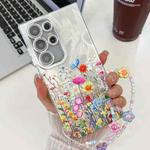 For Samsung Galaxy S23 Ultra 5G Electroplating Flower Texture Wristband TPU Phone Case(Flowers SH4)