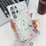 For Samsung Galaxy S23 Ultra 5G Electroplating Flower Texture Wristband TPU Phone Case(Wild Chrysanthemum SH5)