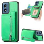 For Motorola Moto G Play 2024 4G Retro MagSafe Zipper Wallet Card Bag Back Phone Case(Green)