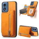 For Motorola Moto G Power 2024 5G Retro MagSafe Zipper Wallet Card Bag Back Phone Case(Yellow)