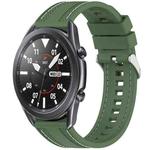 For Samsung Galaxy Watch3 45mm Quick Release Two Side Stitching Silicone Watch Band(Spruce Green)