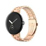 For Google Pixel Watch 3 45mm Three Beads Stainless Steel Folding Buckle Integrated Watch Band(Rose Gold)
