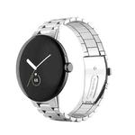 For Google Pixel Watch 3 45mm Three Beads Stainless Steel Folding Buckle Integrated Watch Band(Silver)