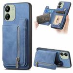 For Redmi 13C / Poco C65 / M6 Retro MagSafe Zipper Wallet Card Bag Back Phone Case(Blue)