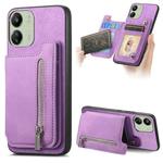 For Redmi 13C / Poco C65 / M6 Retro MagSafe Zipper Wallet Card Bag Back Phone Case(Purple)