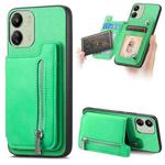 For Redmi 13C / Poco C65 / M6 Retro MagSafe Zipper Wallet Card Bag Back Phone Case(Green)