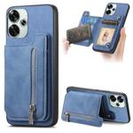 For Redmi Turbo 3 5G Retro MagSafe Zipper Wallet Card Bag Back Phone Case(Blue)