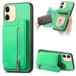 For Redmi Note 13R Pro Retro MagSafe Zipper Wallet Card Bag Back Phone Case(Green)