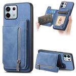 For Redmi Note 13 Pro 5G / Poco X6 5G Retro MagSafe Zipper Wallet Card Bag Back Phone Case(Blue)