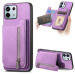 For Redmi Note 13 Pro 5G / Poco X6 5G Retro MagSafe Zipper Wallet Card Bag Back Phone Case(Purple)