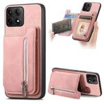 For Redmi K70 / K70 Pro 5G Retro MagSafe Zipper Wallet Card Bag Back Phone Case(Pink)