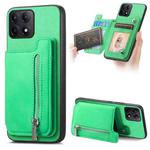 For Redmi K70 / K70 Pro 5G Retro MagSafe Zipper Wallet Card Bag Back Phone Case(Green)