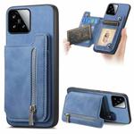 For Xiaomi 15 Retro MagSafe Zipper Wallet Card Bag Back Phone Case(Blue)