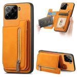 For Xiaomi 15 Pro Retro MagSafe Zipper Wallet Card Bag Back Phone Case(Yellow)