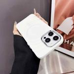 For iPhone 11 Pro Max Wave MagSafe Silver Lens Frame TPU Phone Case(White)