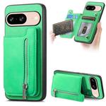 For Google Pixel 8 Retro MagSafe Zipper Wallet Card Bag Back Phone Case(Green)