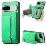 For Google Pixel 7a Retro MagSafe Zipper Wallet Card Bag Back Phone Case(Green)