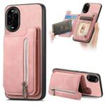 For Huawei nova 13 Pro Retro MagSafe Zipper Wallet Card Bag Back Phone Case(Pink)