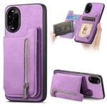 For Huawei nova 13 Pro Retro MagSafe Zipper Wallet Card Bag Back Phone Case(Purple)