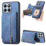 For Honor X8b Retro MagSafe Zipper Wallet Card Bag Back Phone Case(Blue)