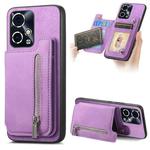 For Honor 90 GT 5G Retro MagSafe Zipper Wallet Card Bag Back Phone Case(Purple)