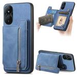 For Honor Play 50 Plus 5G Retro MagSafe Zipper Wallet Card Bag Back Phone Case(Blue)