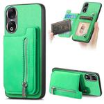 For Honor 90 Pro 5G Retro MagSafe Zipper Wallet Card Bag Back Phone Case(Green)