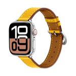 For Apple Watch 46mm / 49mm / 45mm / 44mm Classic Connector Buckle Slim Cow Real Leather Watch Band(Yellow)