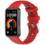 For Huawei Band 9 / 8 Silver Steel Buckle Soft Silicone Watch Band(Red)