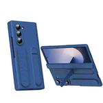 For Samsung Galaxy Z Fold6 5G Bazher Shell Film Integrated Holder Shockproof Phone Case(Blue)