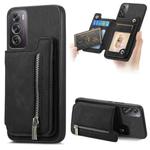 For OPPO Reno12 Global Retro MagSafe Zipper Wallet Card Bag Back Phone Case(Black)
