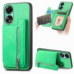 For OPPO A78 4G Retro MagSafe Zipper Wallet Card Bag Back Phone Case(Green)