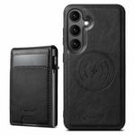 For Samsung Galaxy S24+ 5G Suteni H19 Oil Wax 2-in-1 MagSafe Removable Card Box Back Phone Case(Black)