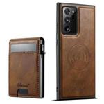 For Samsung Galaxy Note20 5G Suteni H19 Oil Wax 2-in-1 MagSafe Removable Card Box Back Phone Case(Brown)