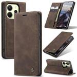 For Redmi Note 14 4G 163.25mm CaseMe 013 Multifunctional Horizontal Flip Leather Phone Case(Coffee)