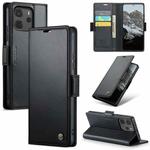 For Redmi Note14 4G 163.25mm CaseMe 023 Butterfly Buckle Litchi Texture RFID Anti-theft Leather Phone Case(Black)
