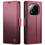 For Redmi Note 14 Pro 4G CaseMe 023 Butterfly Buckle Litchi Texture RFID Anti-theft Leather Phone Case(Red)