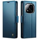 For Redmi Note 14 Pro 4G CaseMe 023 Butterfly Buckle Litchi Texture RFID Anti-theft Leather Phone Case(Blue)